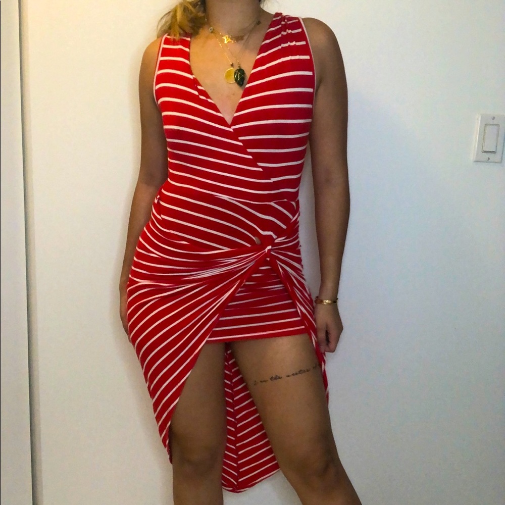 Red and White Striped Dress